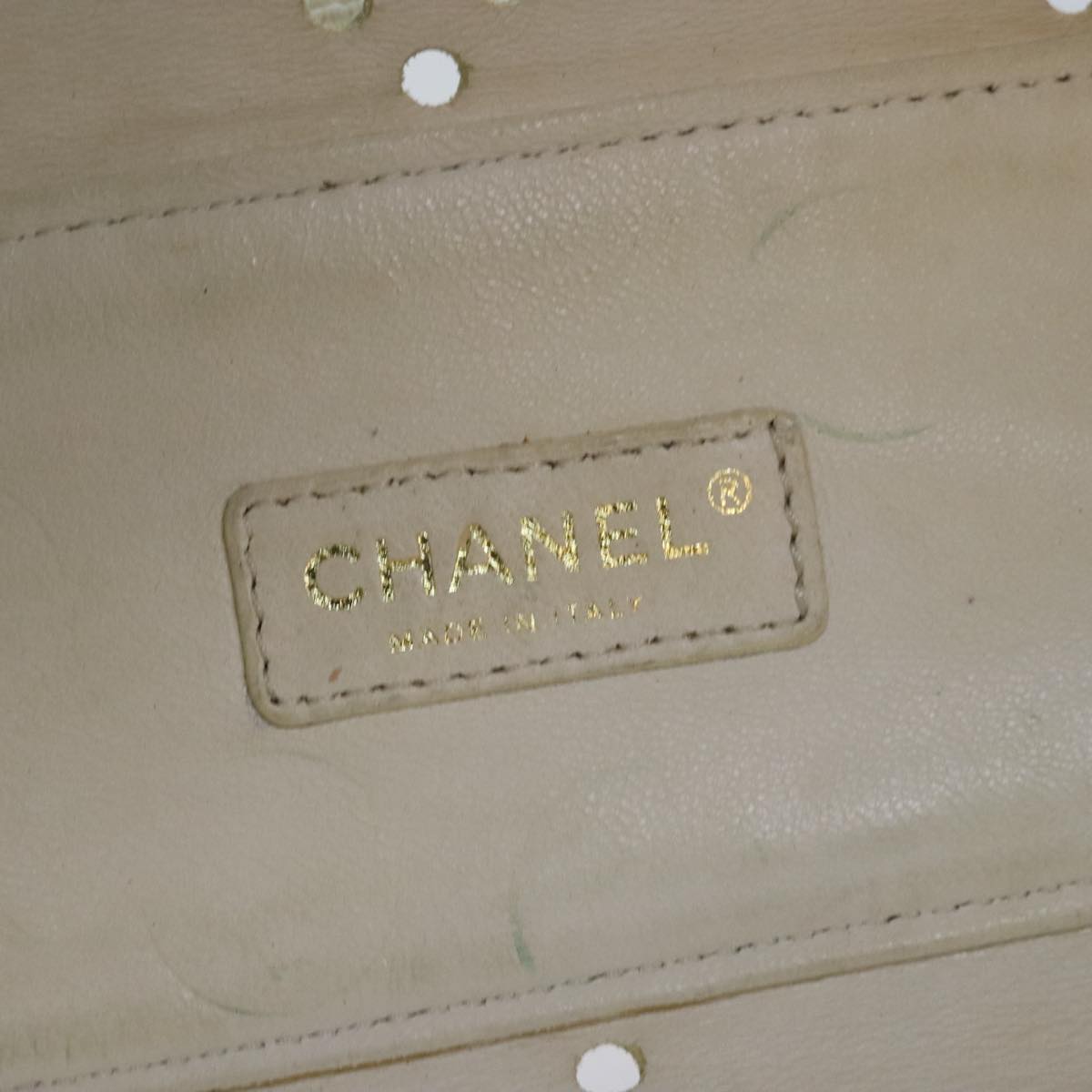 CHANEL COCO Mark Chain Hand Bag Enamel Beige Gold CC Auth bs18520