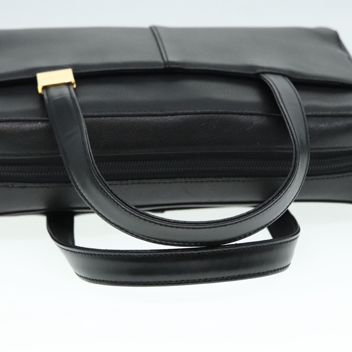 BURBERRY Hand Bag Leather Black Gold Auth bs18522