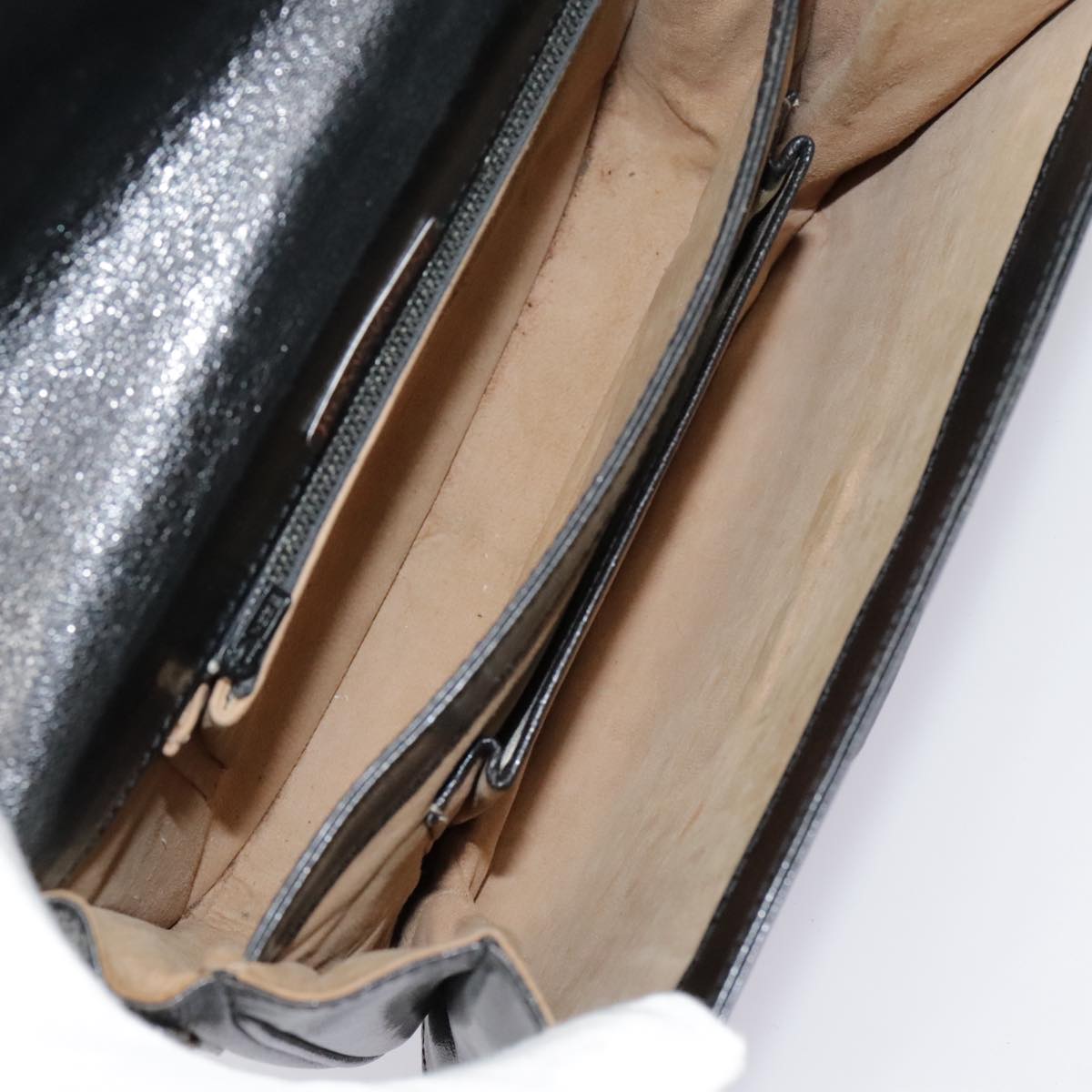 SAINT LAURENT Shoulder Bag Leather Black Silver Auth bs18524