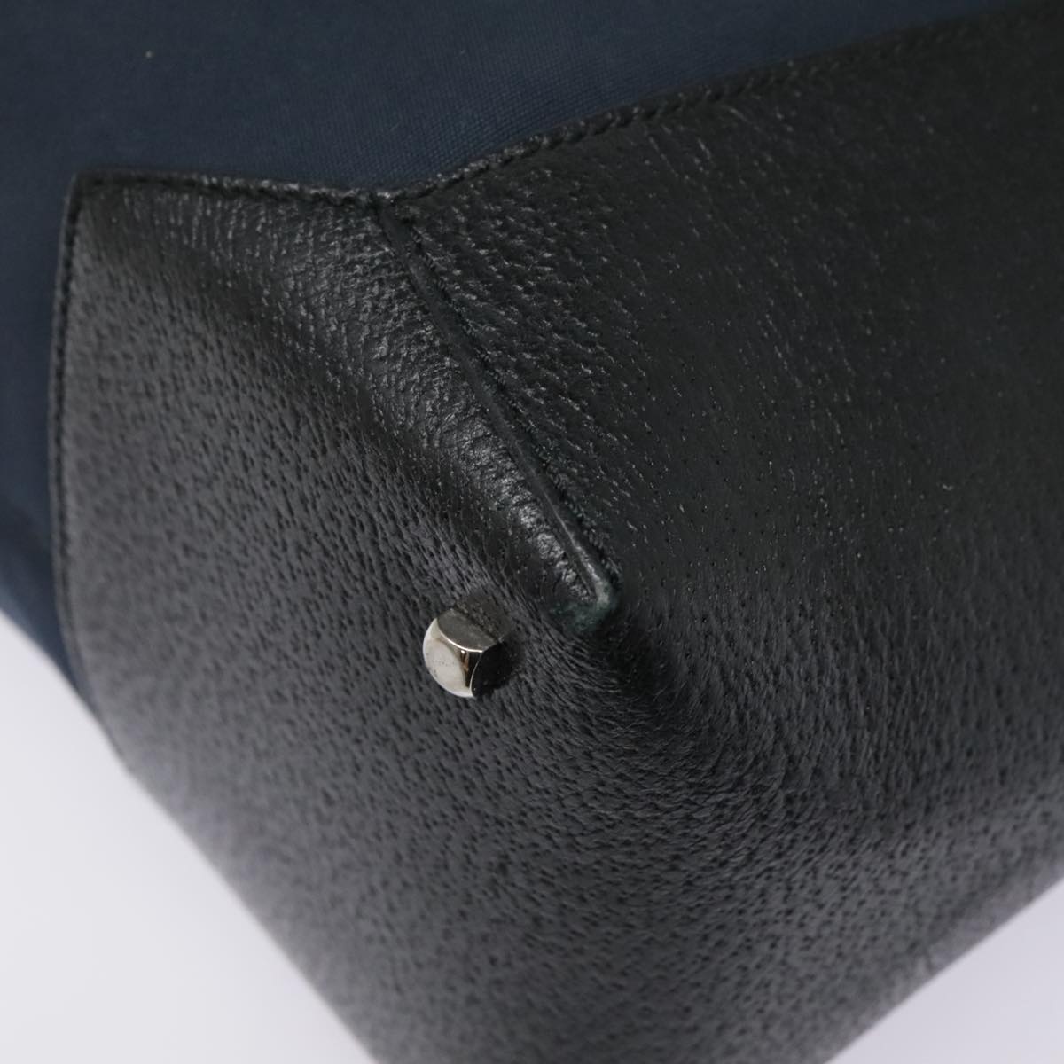 Salvatore Ferragamo Tote Bag Canvas Navy Silver Auth bs18544