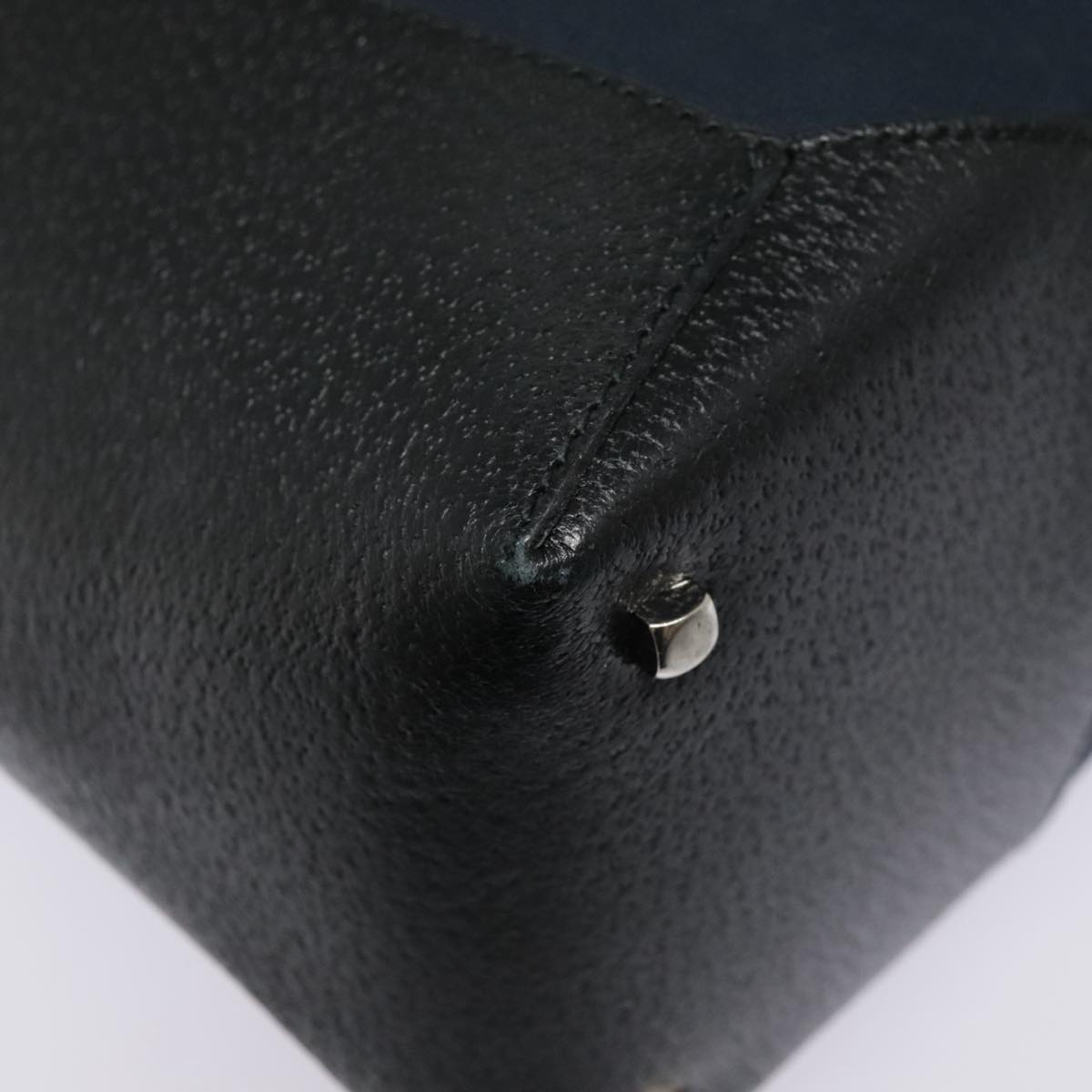 Salvatore Ferragamo Tote Bag Canvas Navy Silver Auth bs18544