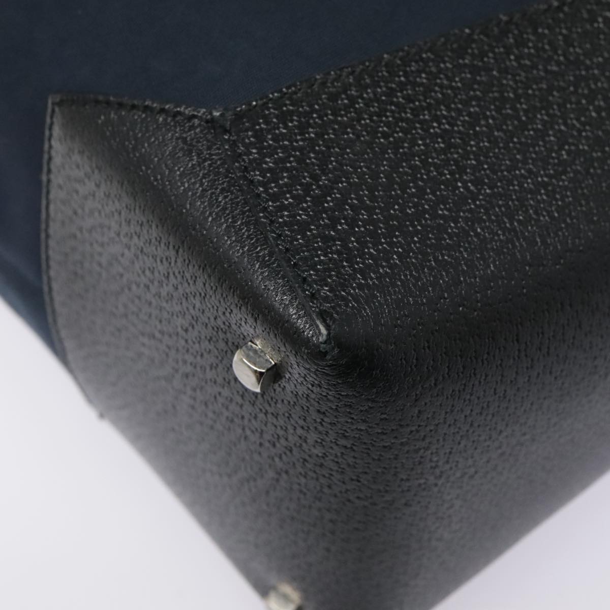 Salvatore Ferragamo Tote Bag Canvas Navy Silver Auth bs18544