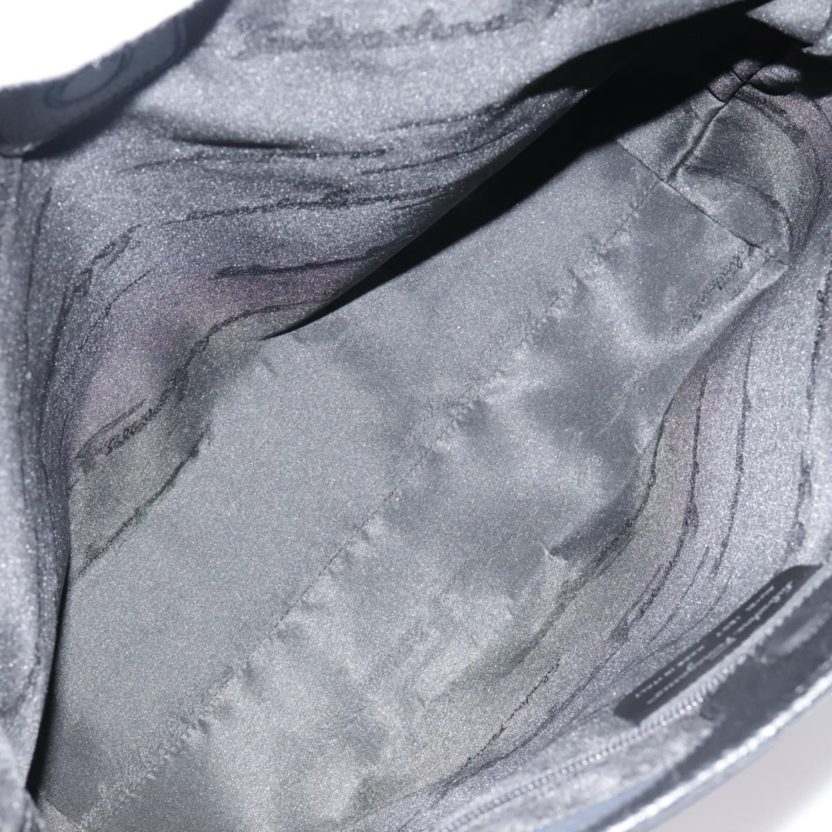 Salvatore Ferragamo Tote Bag Canvas Navy Silver Auth bs18544