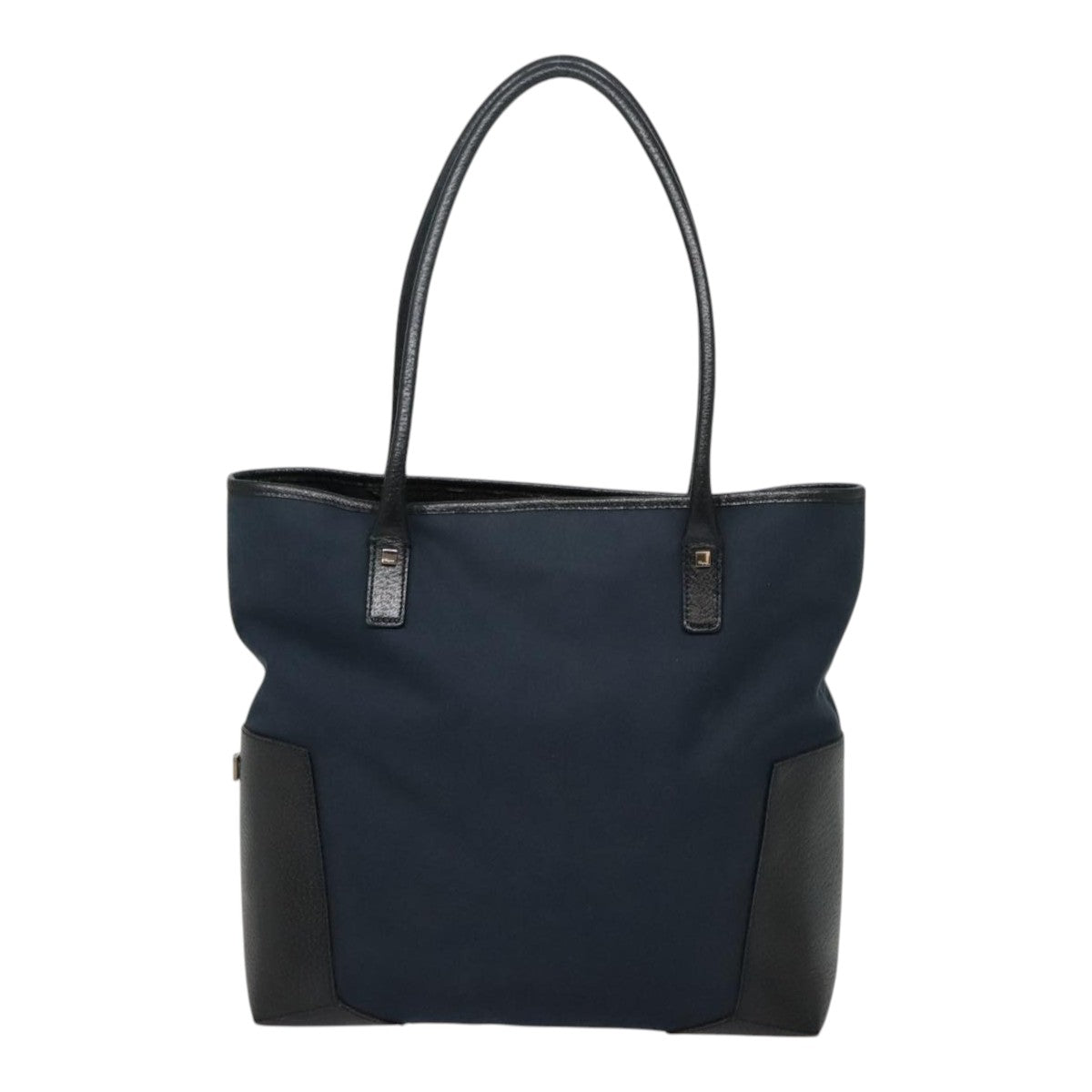 Salvatore Ferragamo Tote Bag Canvas Navy Silver Auth bs18544