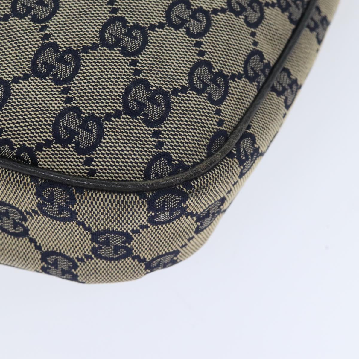 GUCCI GG Canvas Sherry Line Hand Bag Navy Silver Red 145811 Auth bs18558