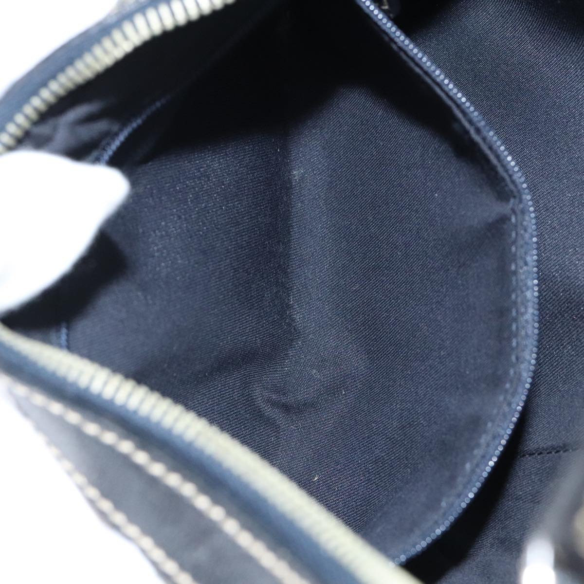 GUCCI GG Canvas Sherry Line Hand Bag Navy Silver Red 145811 Auth bs18558