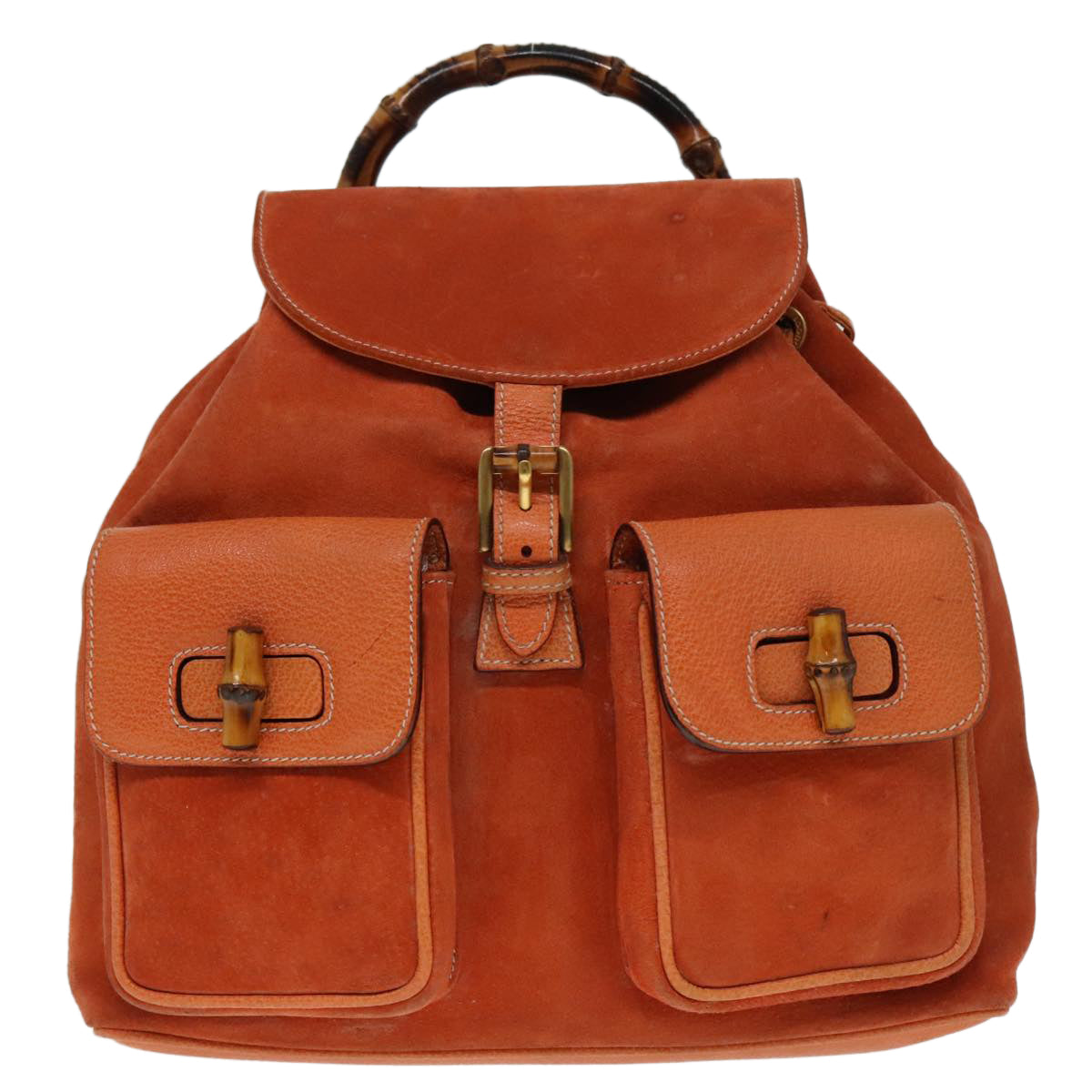 GUCCI Bamboo Backpack Suede Orange Gold 003 2058 0016 Auth bs18561