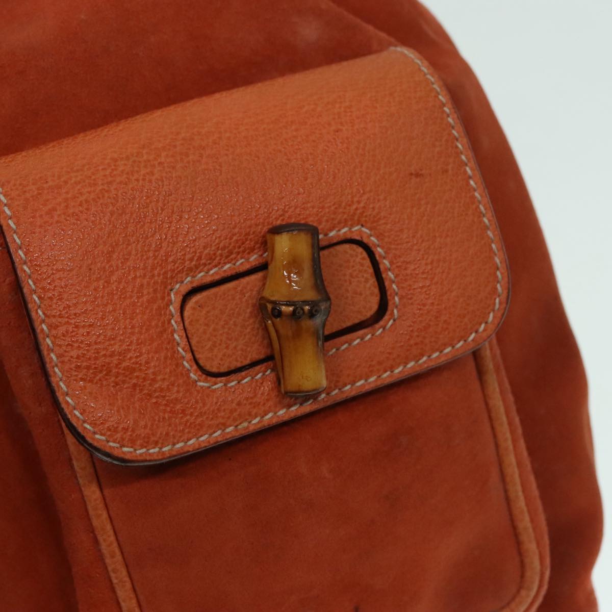 GUCCI Bamboo Backpack Suede Orange Gold 003 2058 0016 Auth bs18561