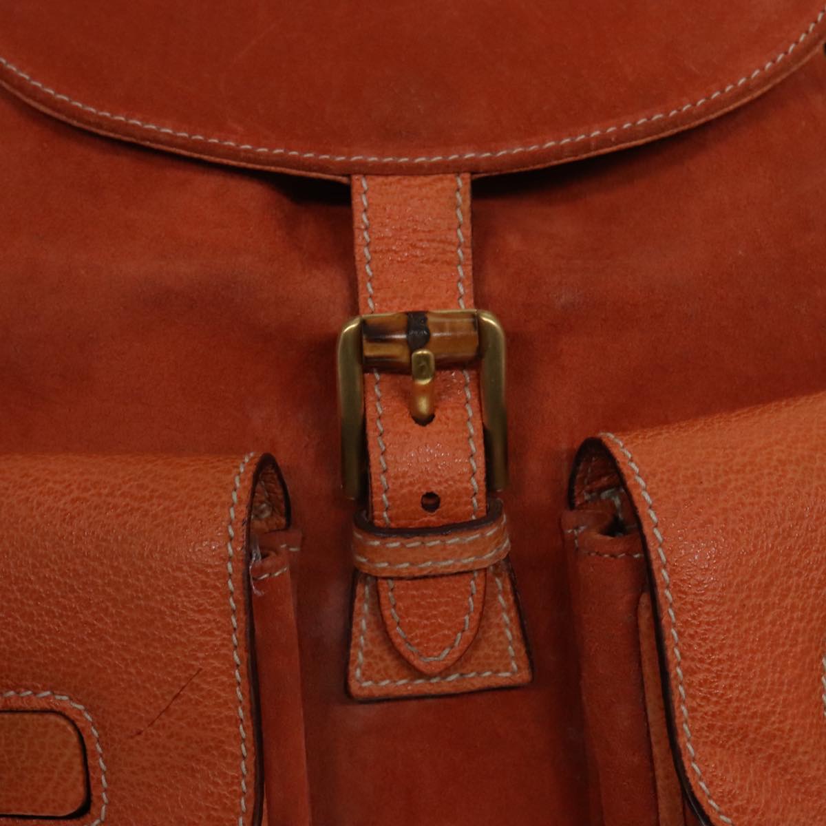 GUCCI Bamboo Backpack Suede Orange Gold 003 2058 0016 Auth bs18561