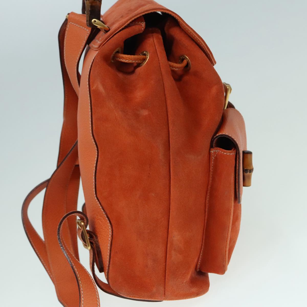 GUCCI Bamboo Backpack Suede Orange Gold 003 2058 0016 Auth bs18561