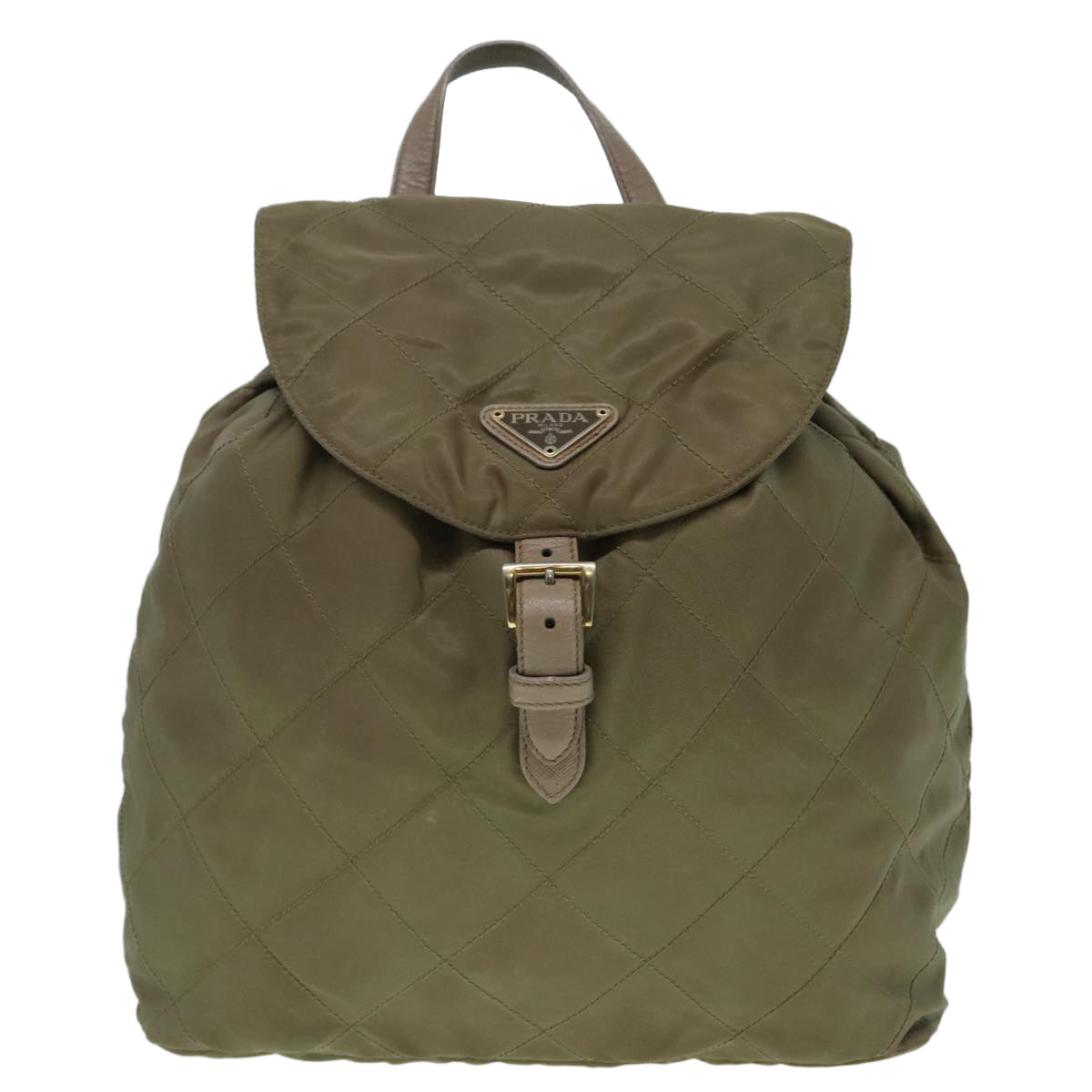 PRADA Backpack Nylon Beige Gold Auth bs18579