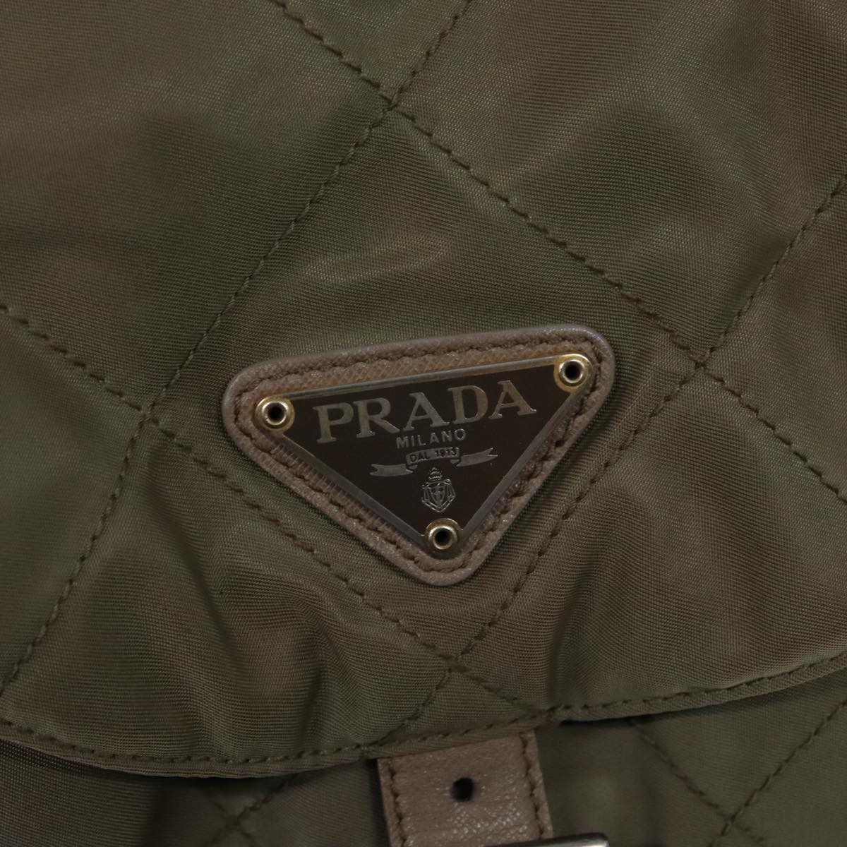 PRADA Backpack Nylon Beige Gold Auth bs18579