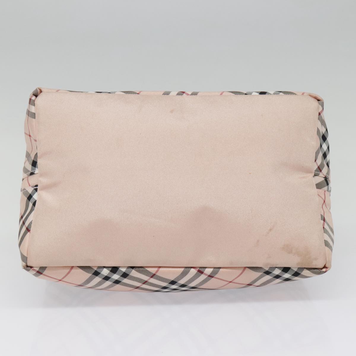 BURBERRY Nova Check Blue Label Hand Bag Nylon Pink Silver Auth bs18583