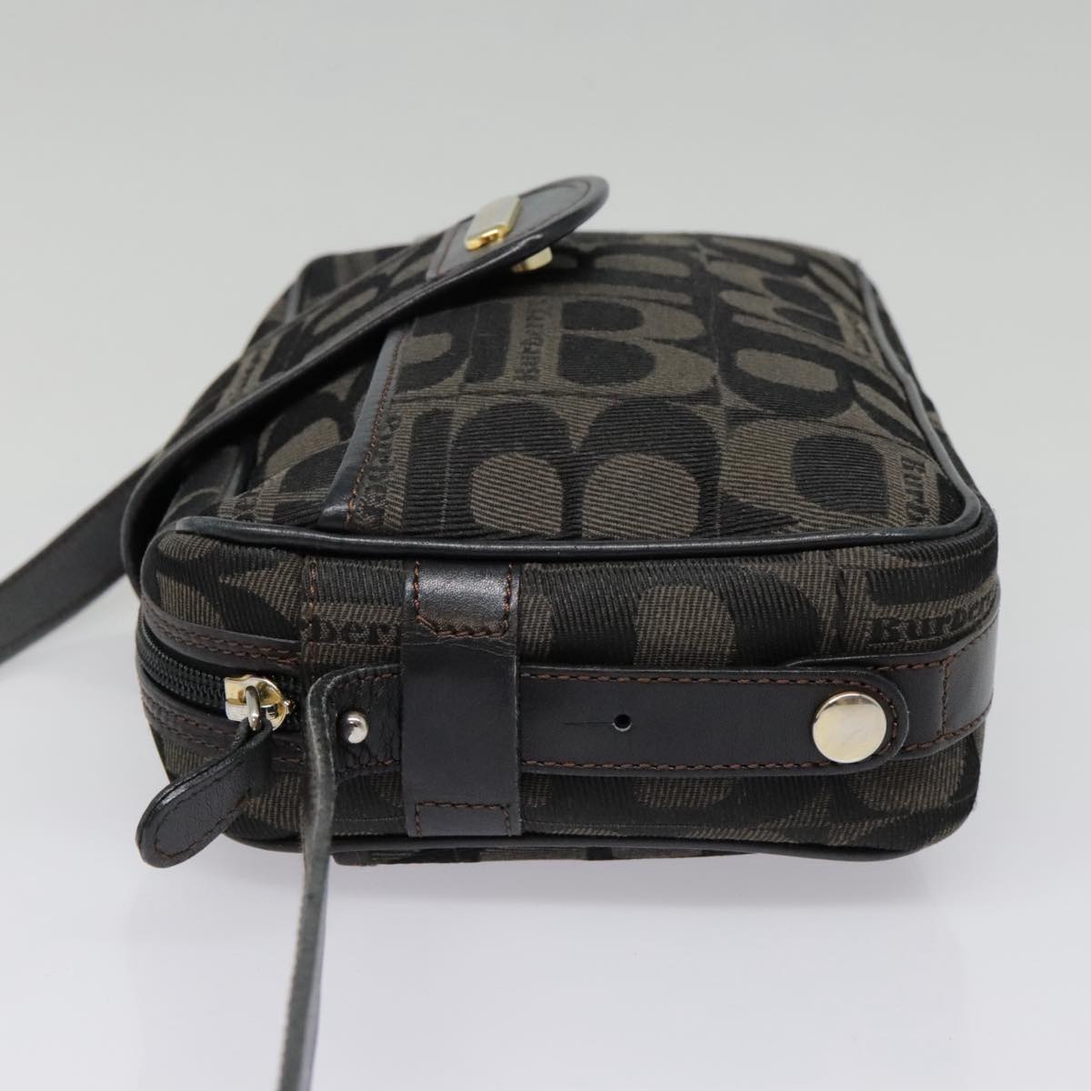 Burberrys Shoulder Bag Canvas Gold Black Auth bs18589