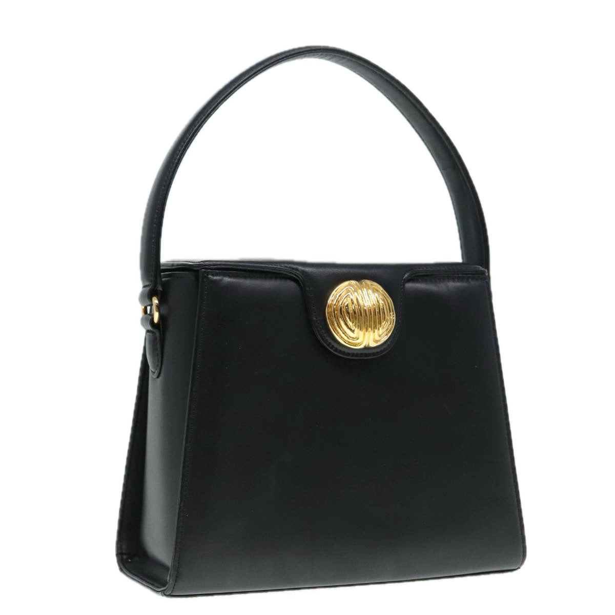 GIVENCHY Hand Bag Leather Black Gold Auth bs18596