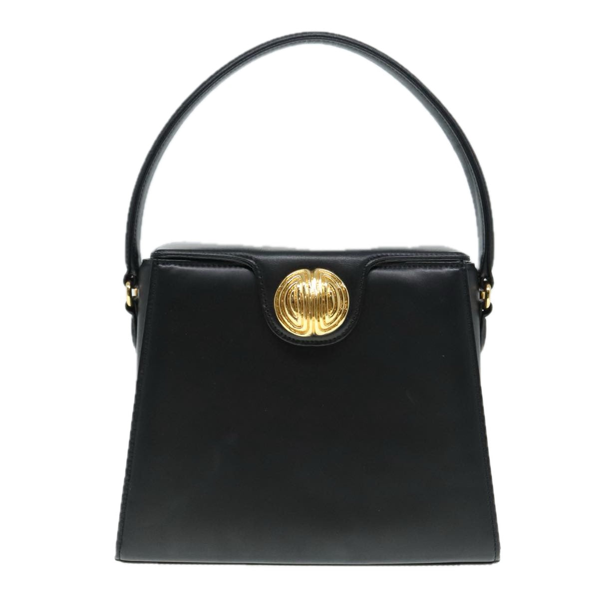 GIVENCHY Hand Bag Leather Black Gold Auth bs18596