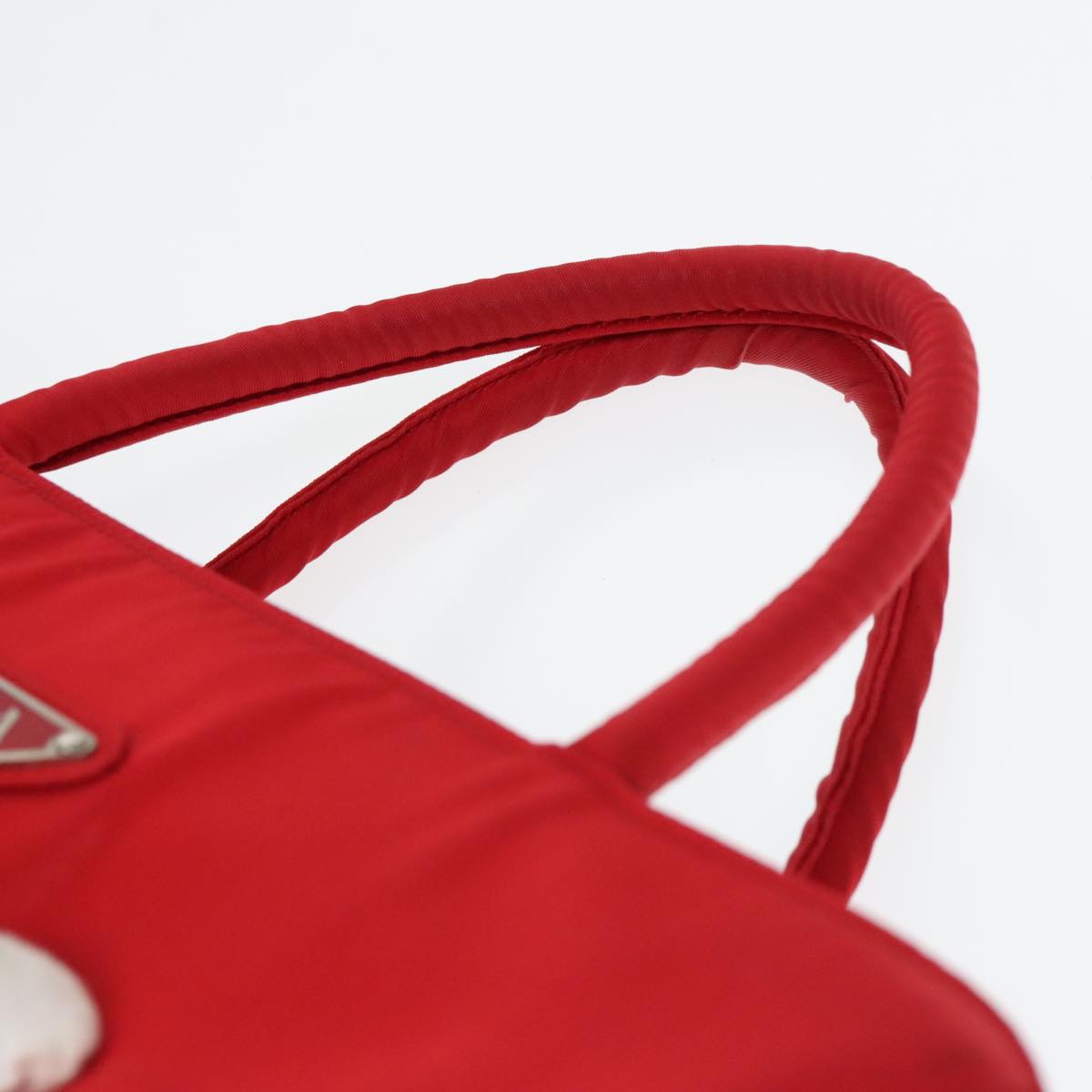 PRADA Hand Bag Nylon Red Silver Auth bs18600