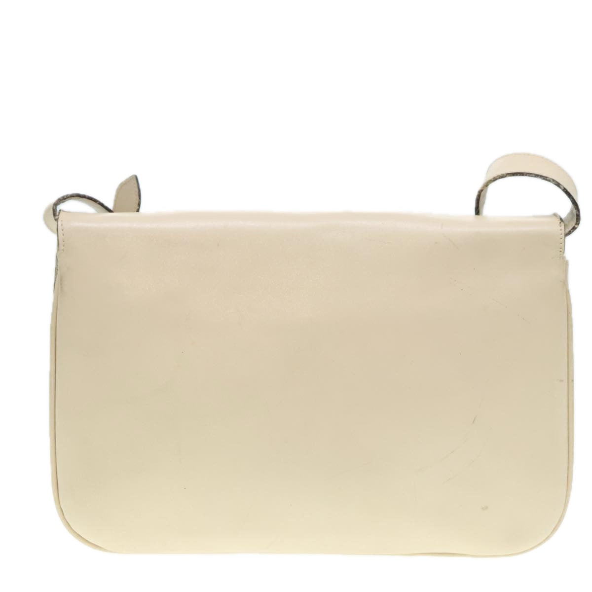 CELINE Shoulder Bag Leather Beige Gold Auth bs18616