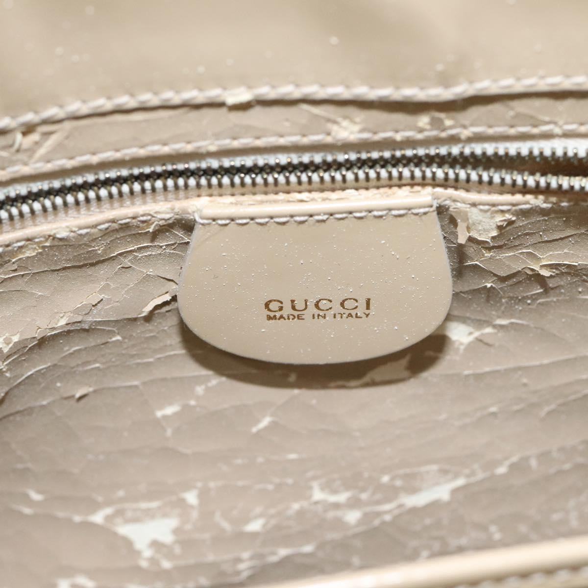 GUCCI Hand Bag Patent leather 2way Beige Gold 000 1113 0503 Auth bs18629