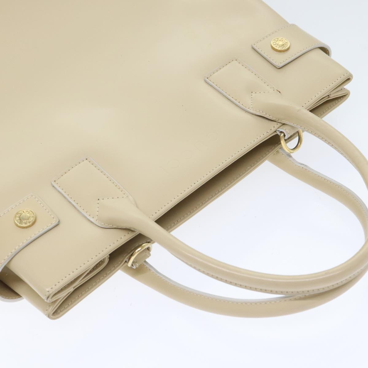 GUCCI Hand Bag Patent leather 2way Beige Gold 000 1113 0503 Auth bs18629