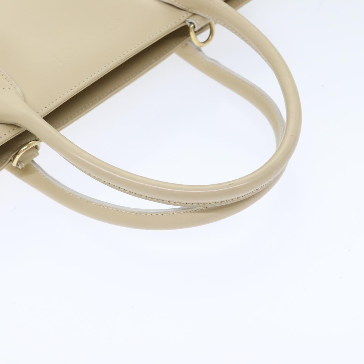 GUCCI Hand Bag Patent leather 2way Beige Gold 000 1113 0503 Auth bs18629