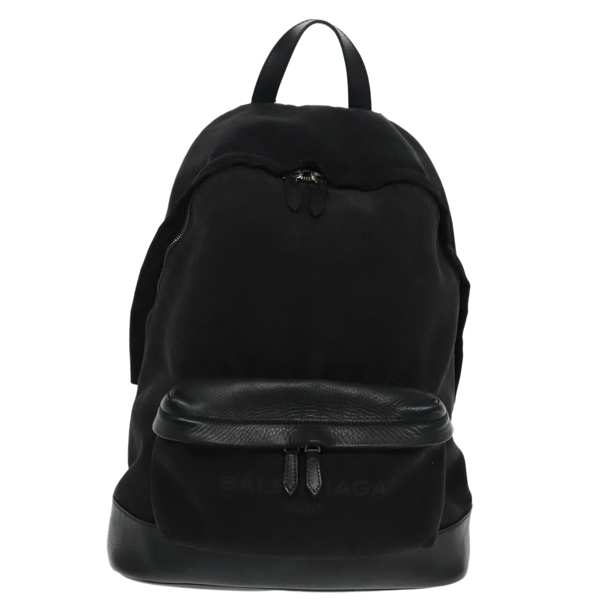 BALENCIAGA Backpack Canvas Leather Black Silver 392007 Auth bs18650