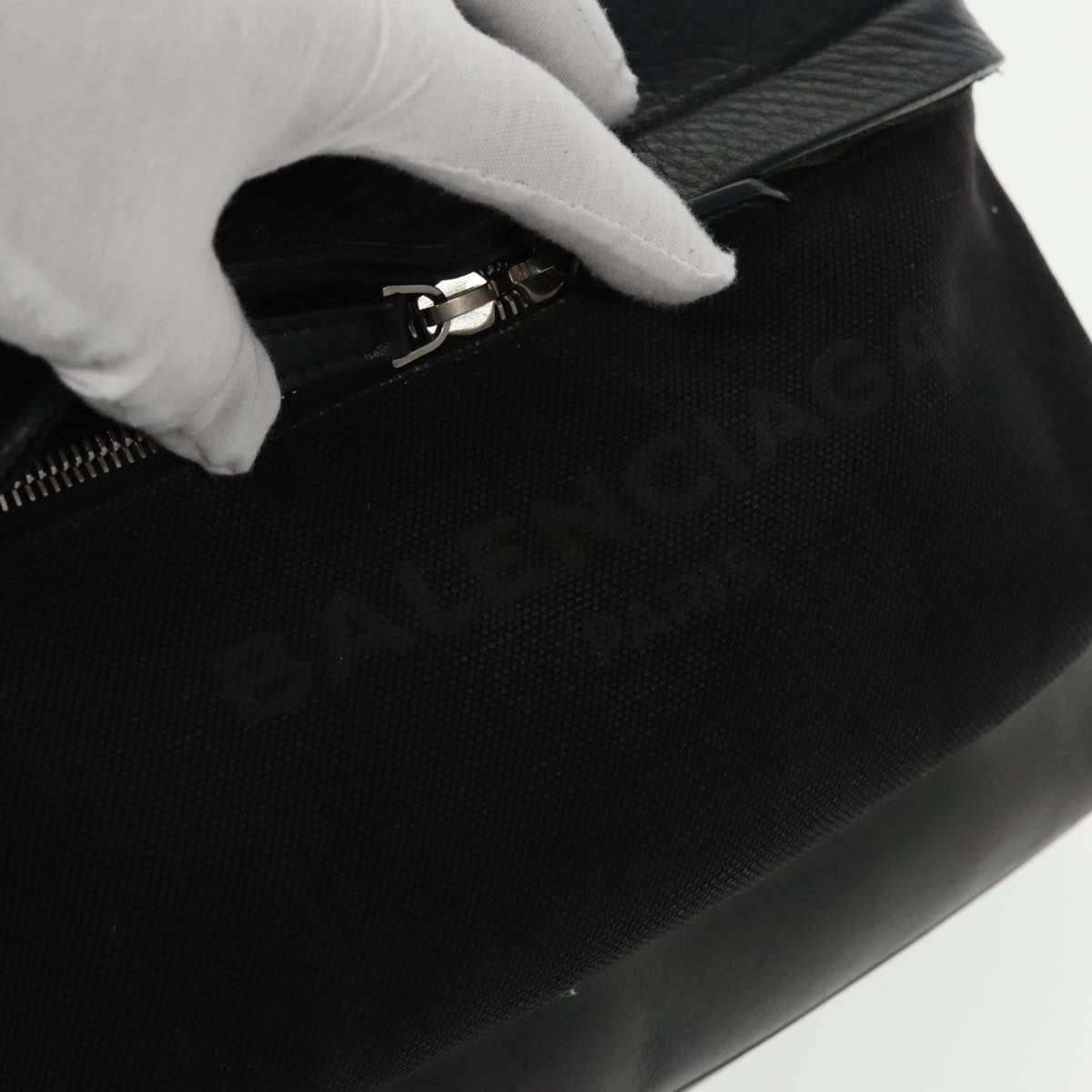 BALENCIAGA Backpack Canvas Leather Black Silver 392007 Auth bs18650