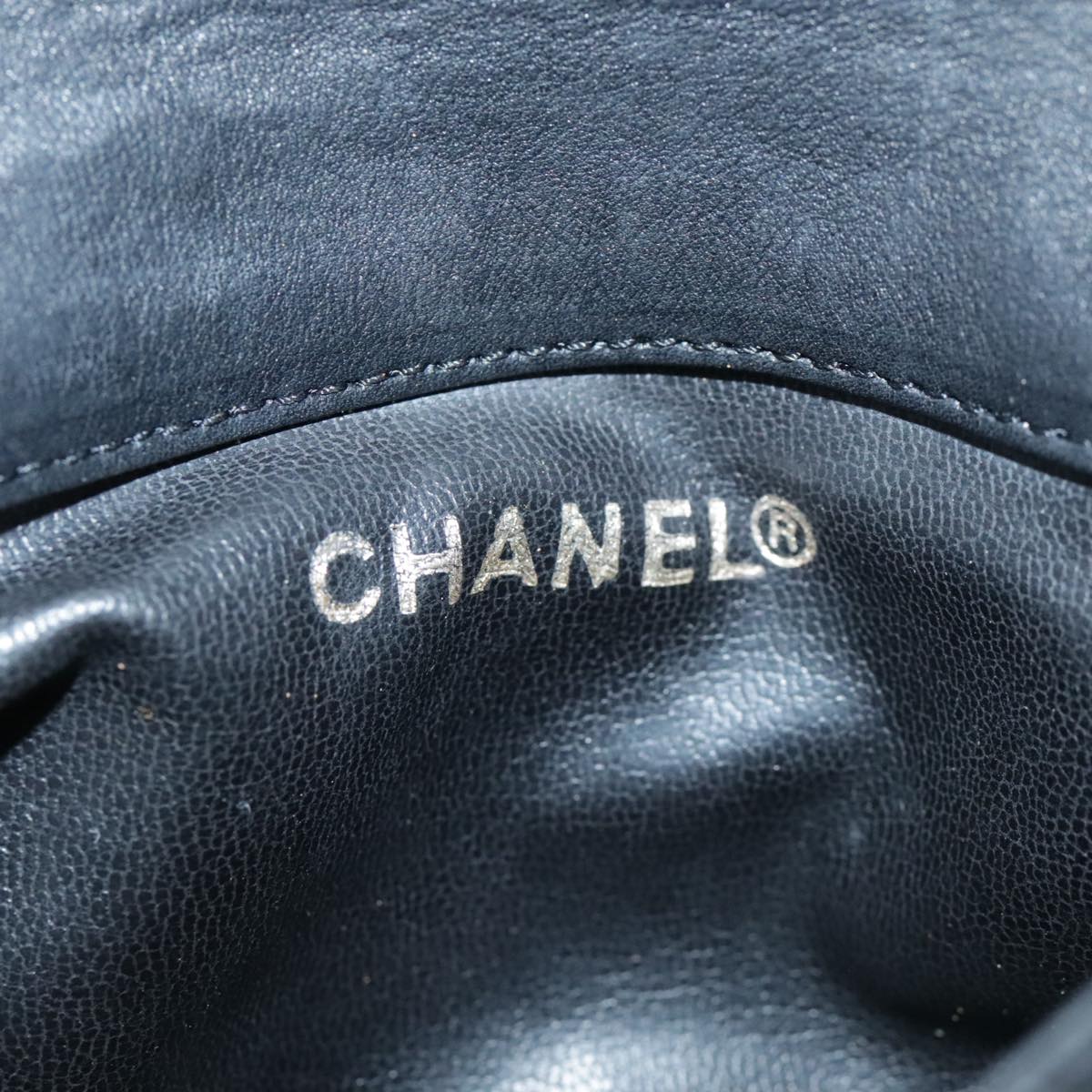 CHANEL COCO Mark Chain Waist bag Lamb Skin Black Gold CC Auth bs18653