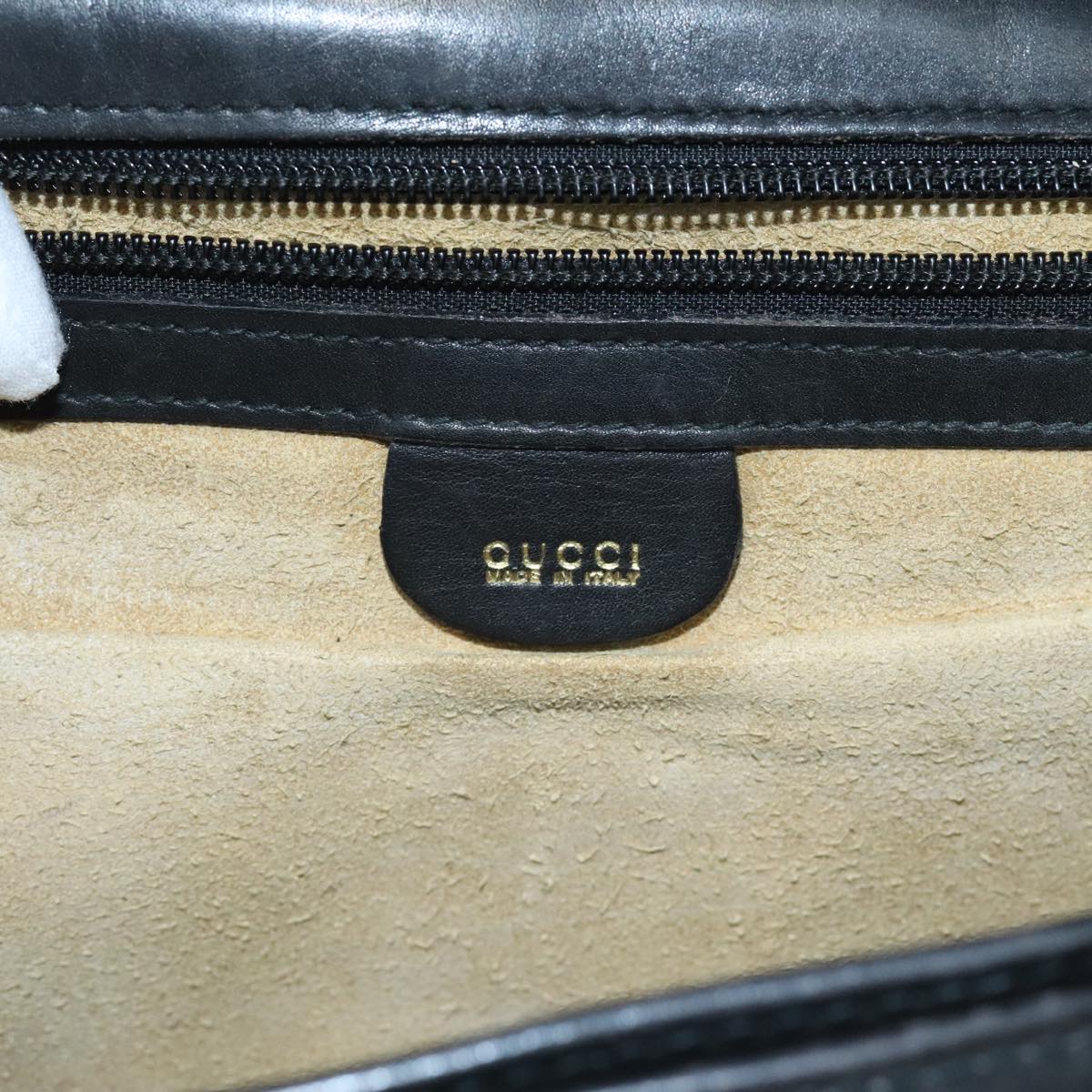 GUCCI Briefcase Leather Black Gold Auth bs18662