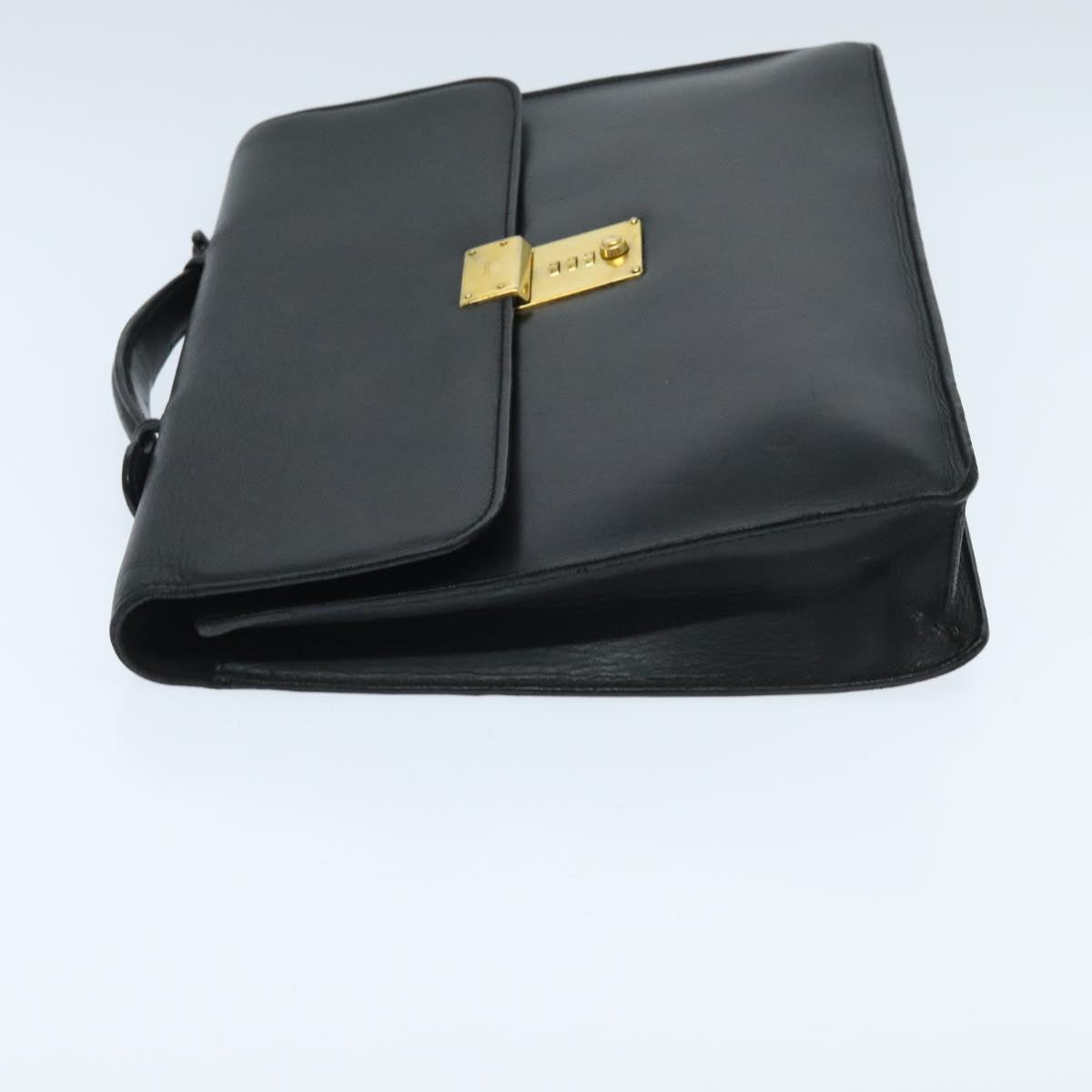 GUCCI Briefcase Leather Black Gold Auth bs18662