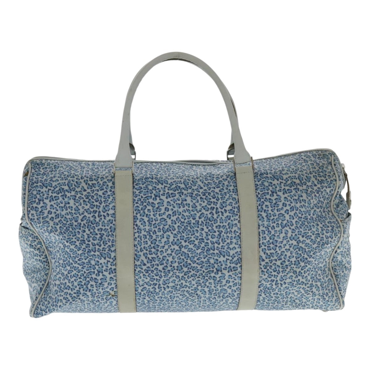 BOTTEGA VENETA Boston Bag Nylon 2way Blue Silver Auth bs18667