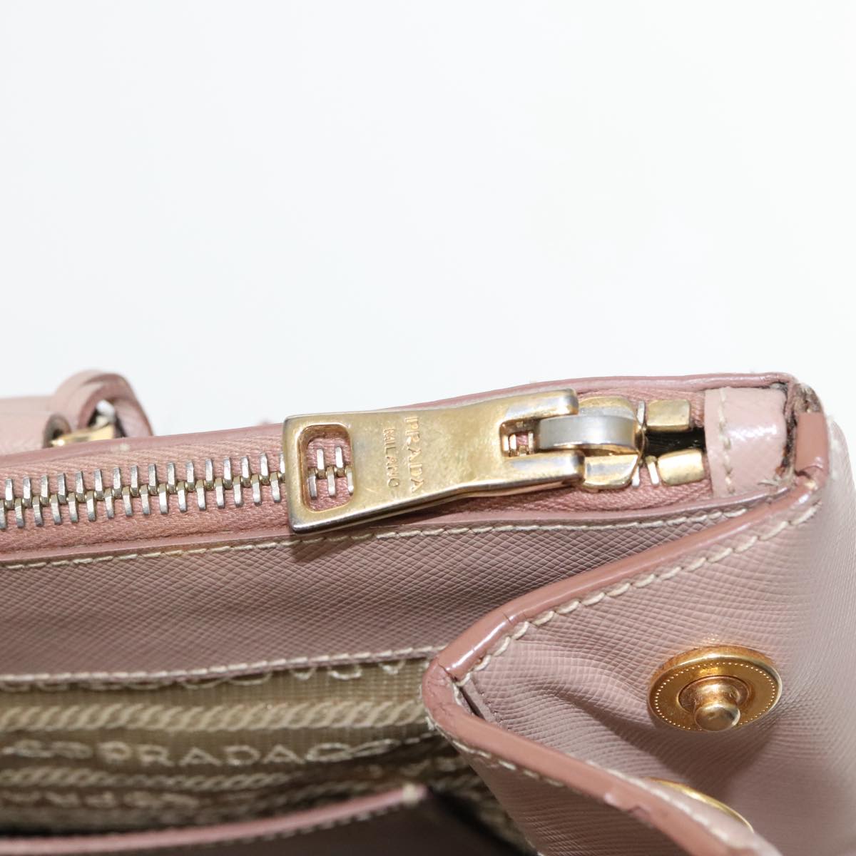 PRADA Galleria Hand Bag Safiano leather Pink Gold Auth bs18675