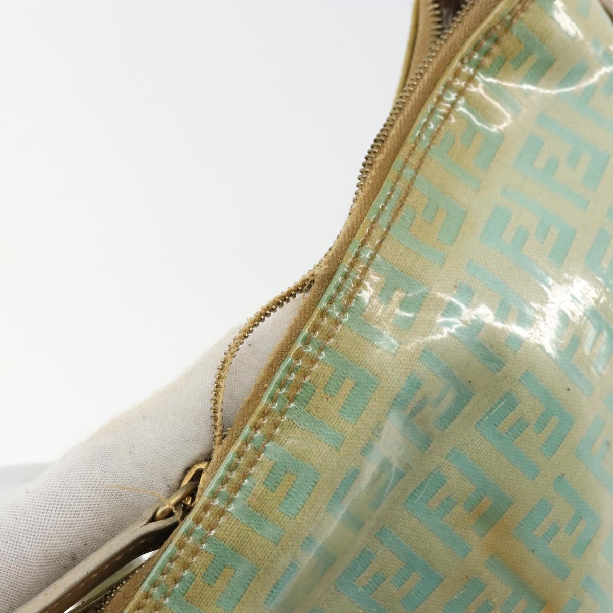 FENDI Zucchino Canvas Hand Bag Blue Beige gold Auth bs18730