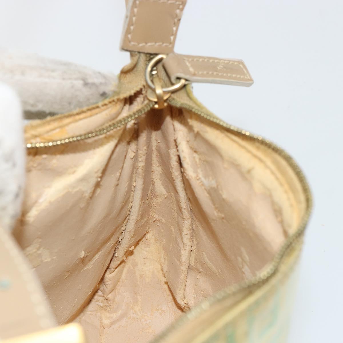 FENDI Zucchino Canvas Hand Bag Blue Beige gold Auth bs18730