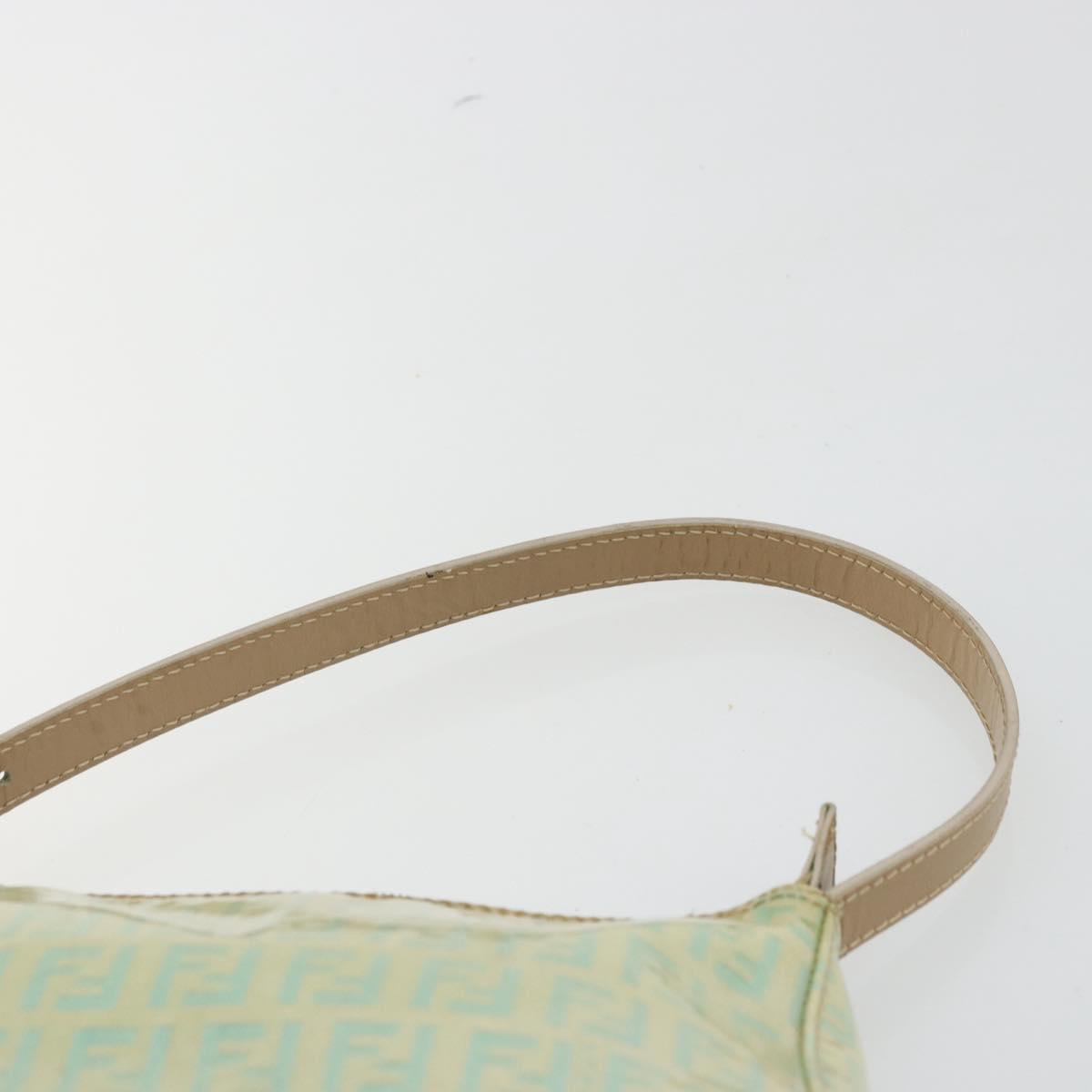 FENDI Zucchino Canvas Hand Bag Blue Beige gold Auth bs18730