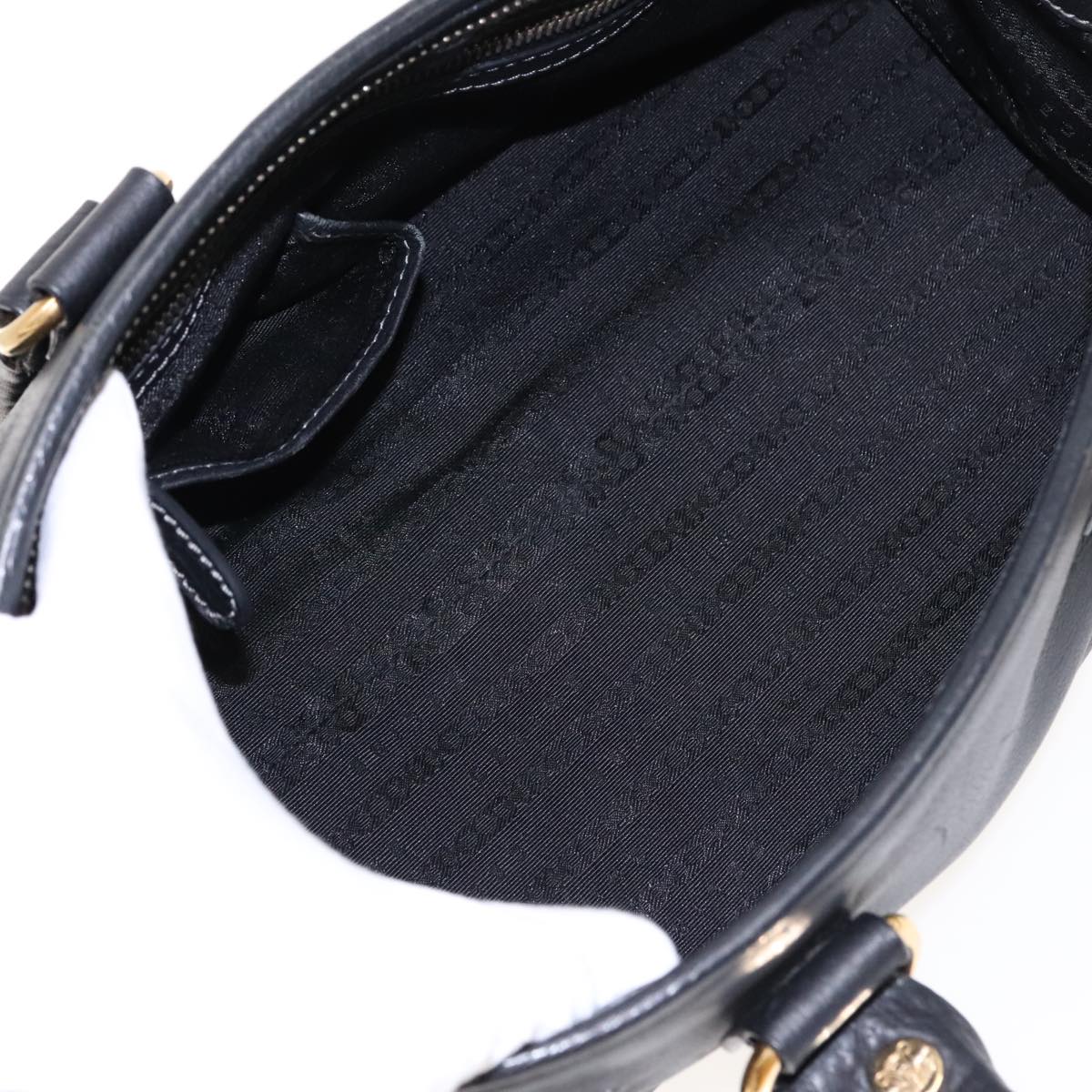 CELINE Hand Bag Leather Black Gold Auth bs18766