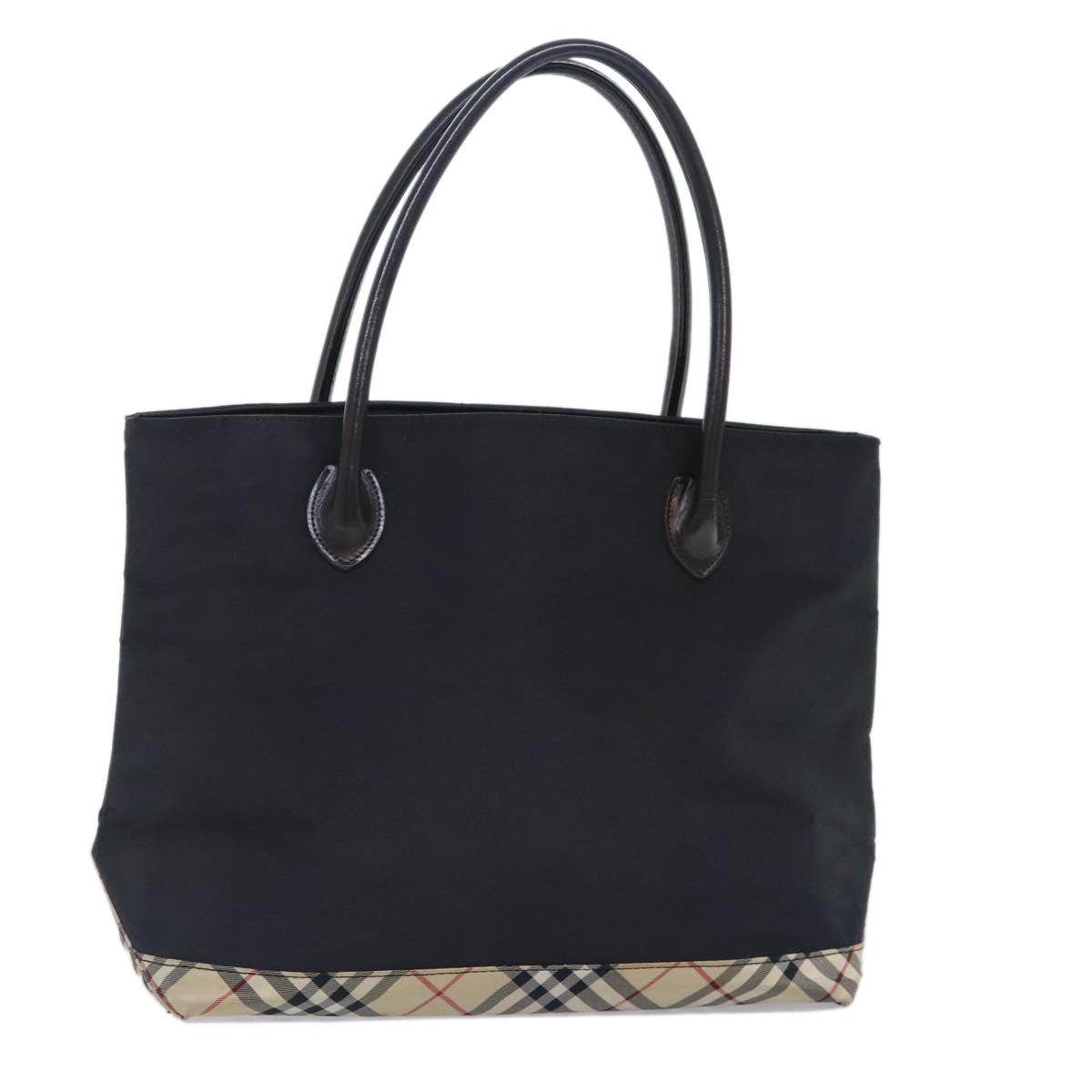 BURBERRY Blue Label Tote Bag Nylon Black Silver Auth bs18807