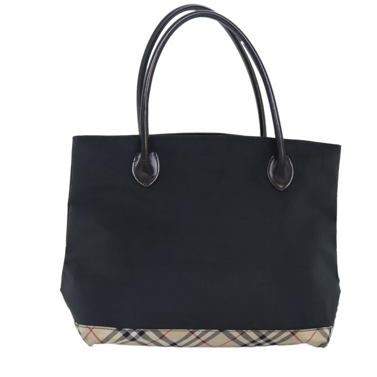 BURBERRY Blue Label Tote Bag Nylon Black Silver Auth bs18807