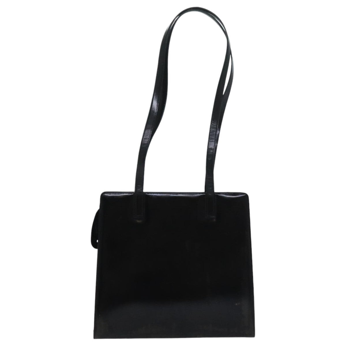 Salvatore Ferragamo Gancini Shoulder Bag Patent leather Black Gold Auth bs18810