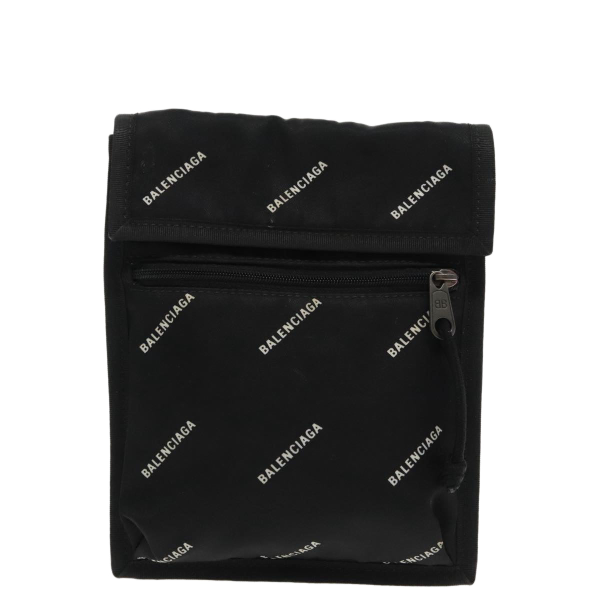 BALENCIAGA Shoulder Pouch Nylon Black Silver 532298 Auth bs18814