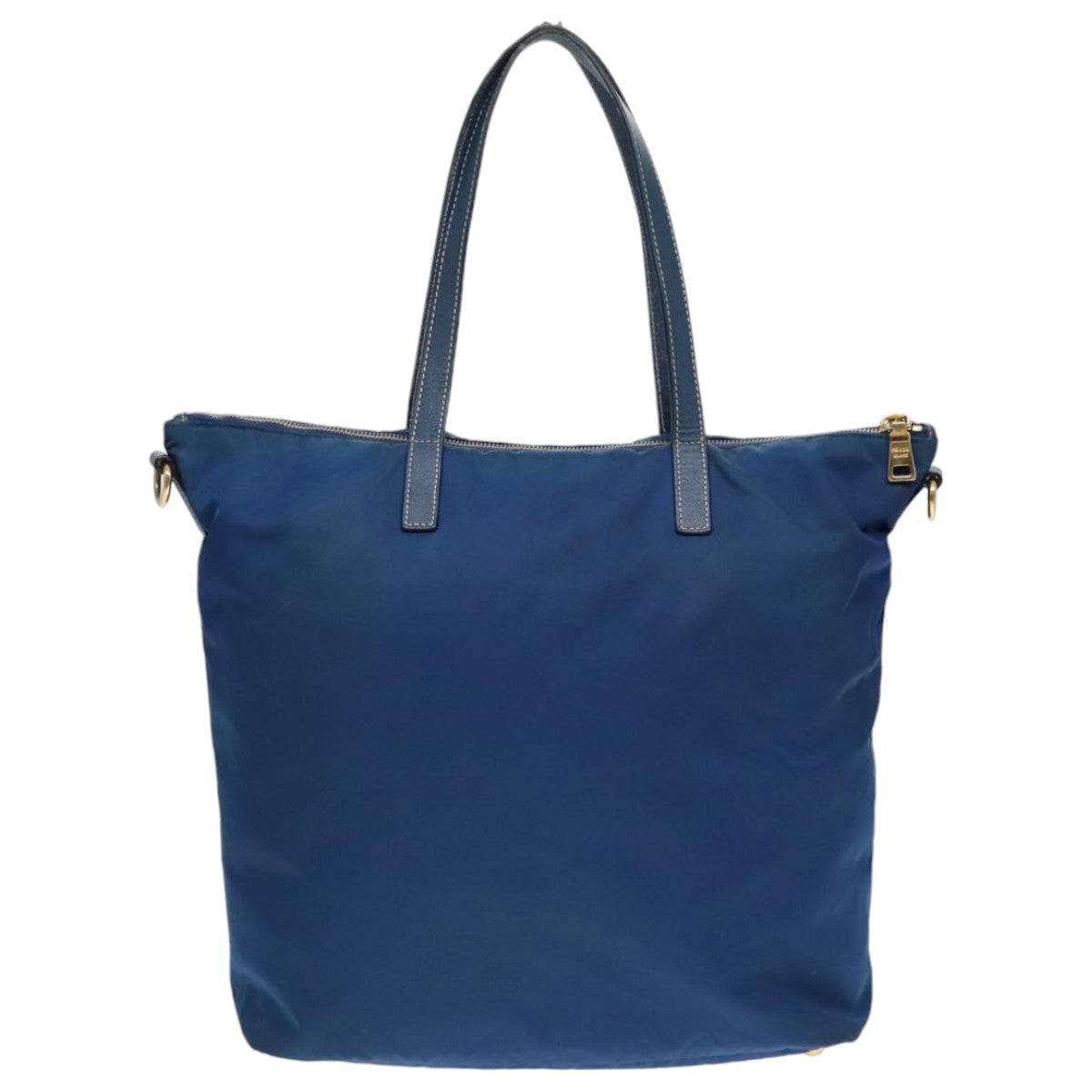 PRADA Tote Bag Nylon Blue Gold Auth bs18821