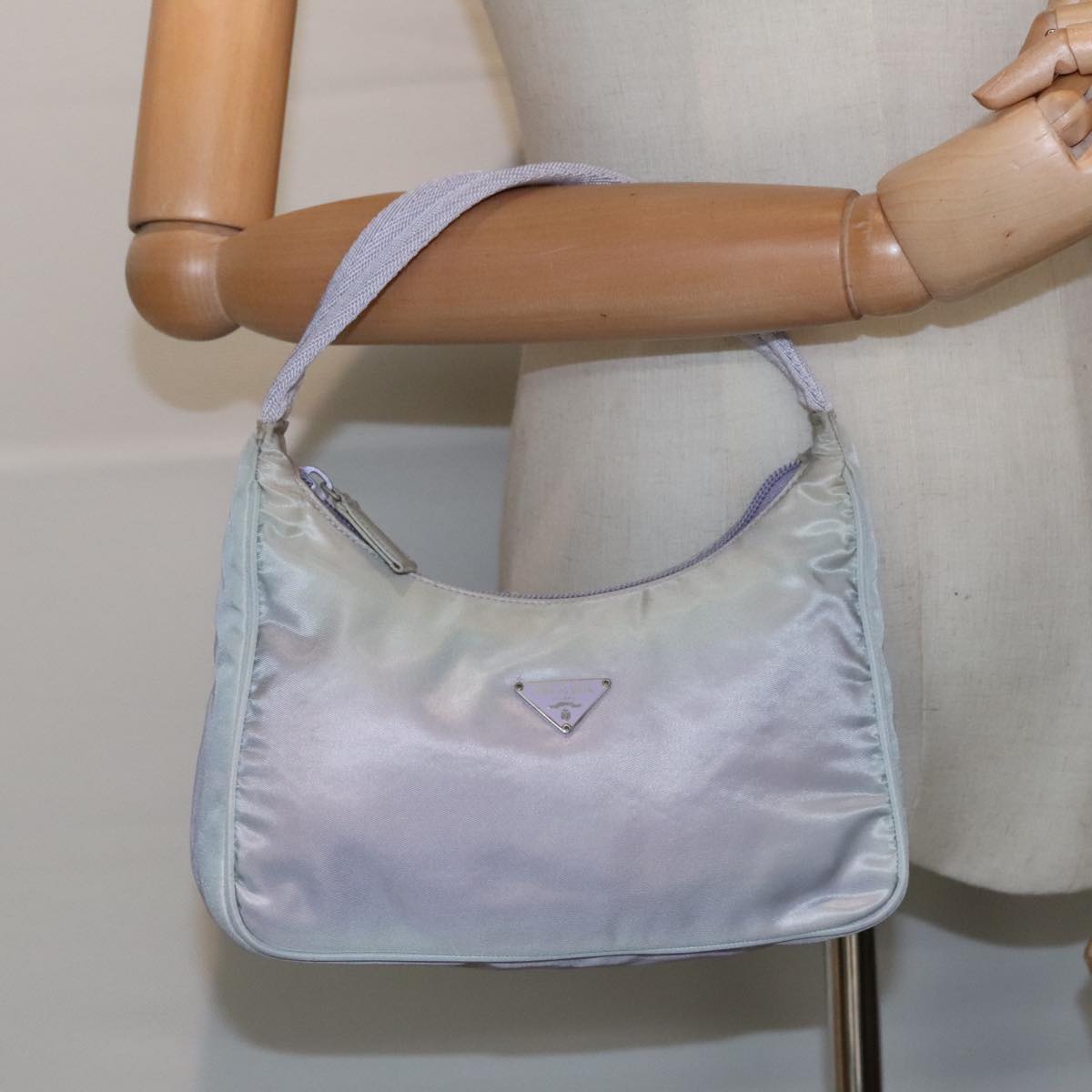 PRADA Hand Bag Nylon Purple Auth bs18823