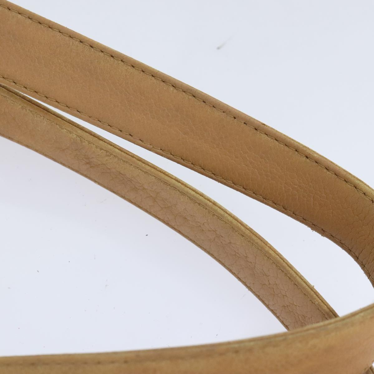 CHANEL Chain Shoulder Bag Calf Skin Beige Gold CC Auth bs18835