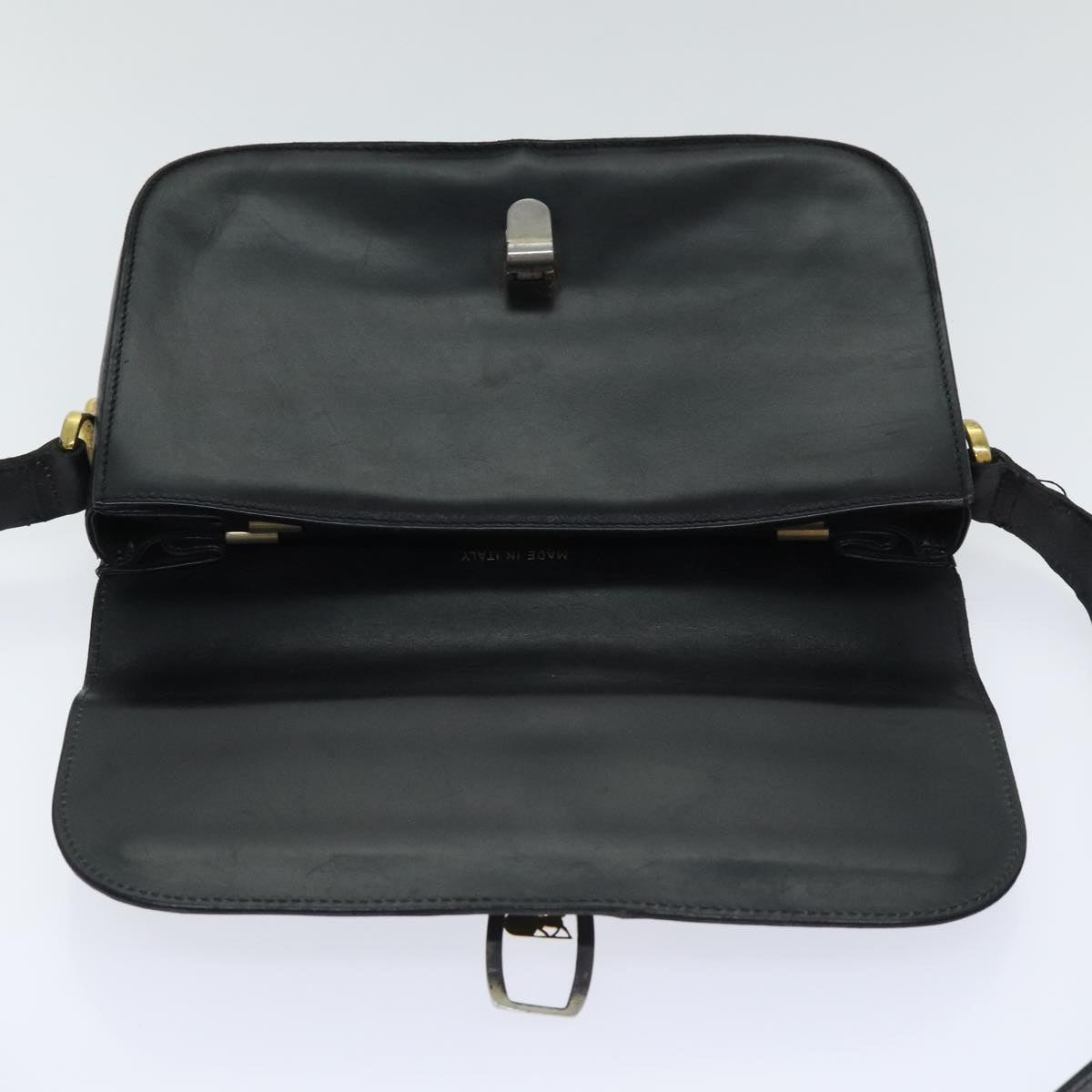 CELINE Shoulder Bag Leather Black Gold Auth bs18840