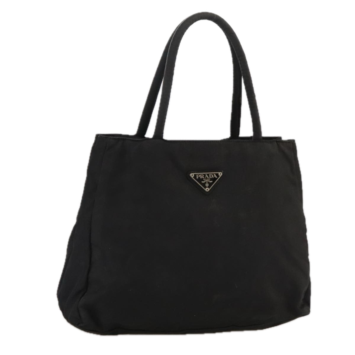 PRADA Tote Bag Nylon Black Silver Auth bs18845