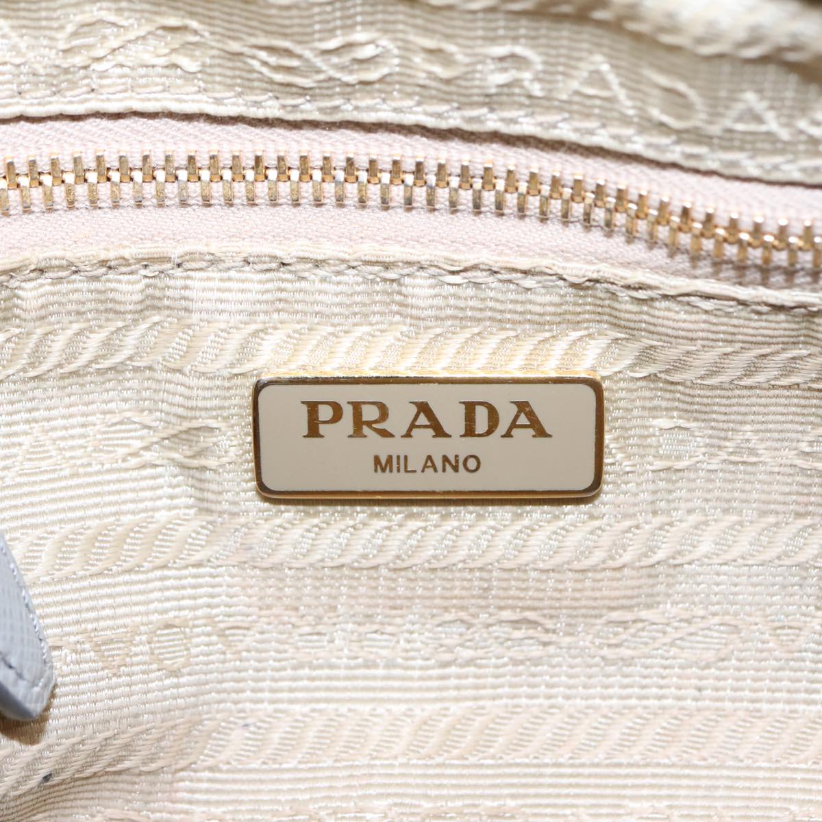 PRADA Pouch Canvas Gray Gold Auth bs18846