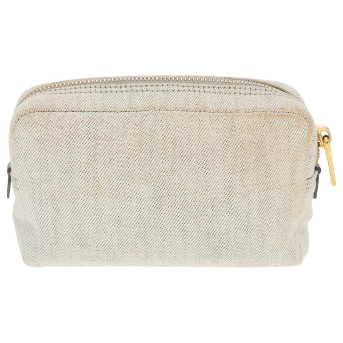 PRADA Pouch Canvas Gray Gold Auth bs18846