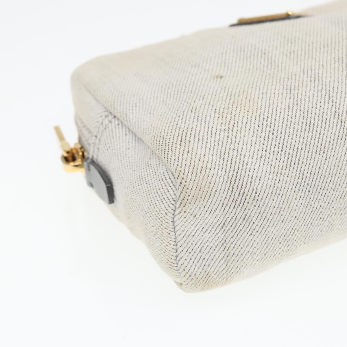 PRADA Pouch Canvas Gray Gold Auth bs18846