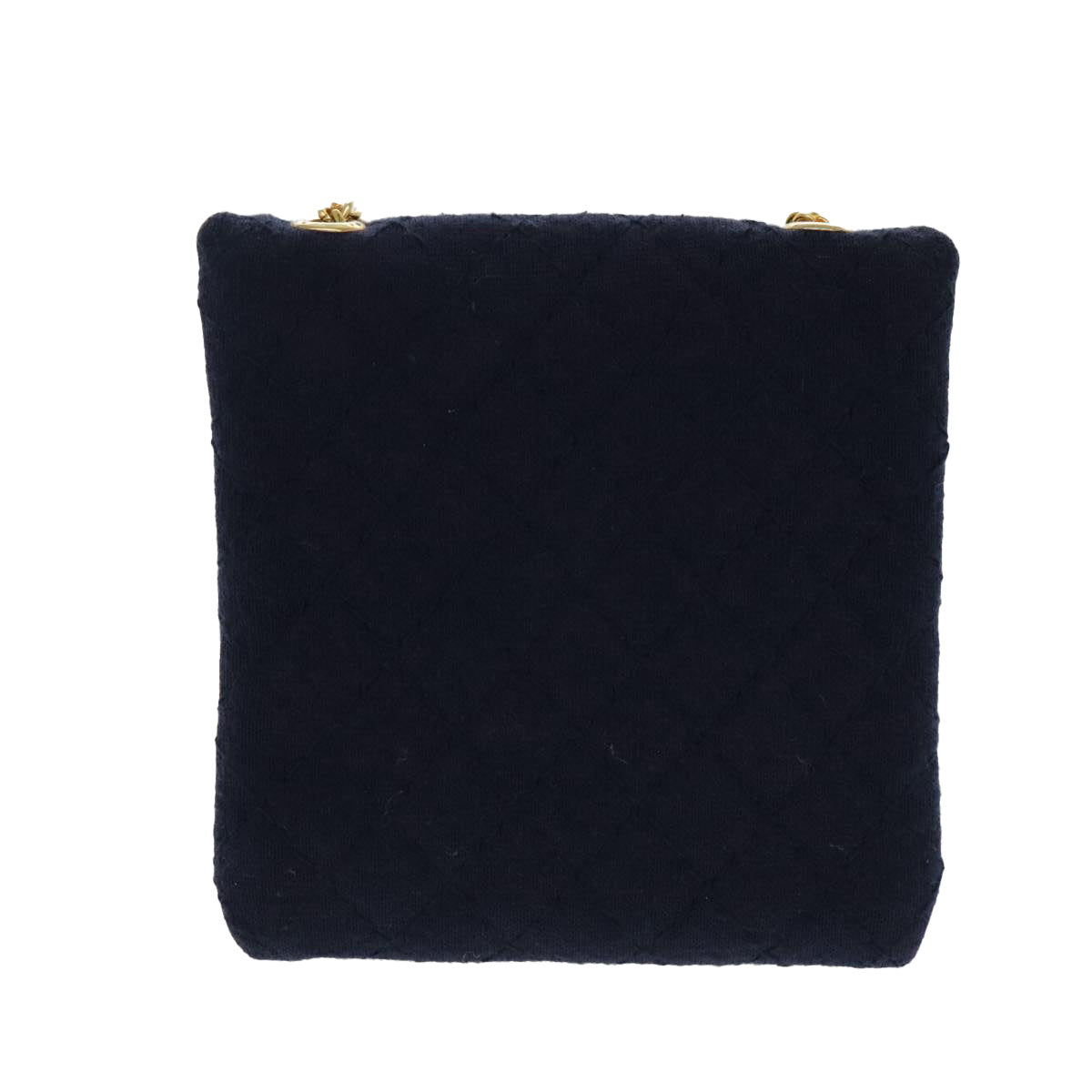 CHANEL Matelasse Chain Pouch Cotton Navy Gold CC Auth bs18850