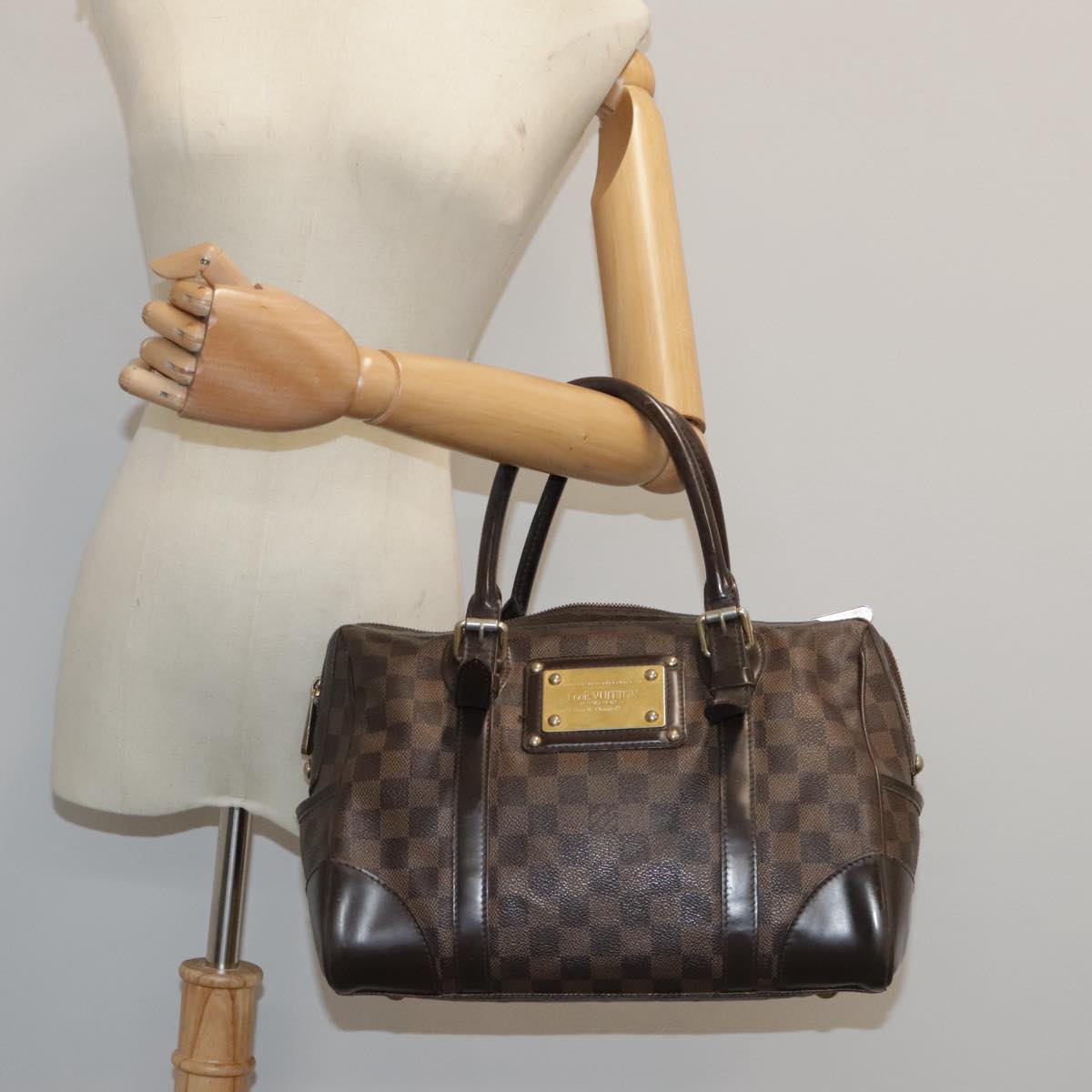 LOUIS VUITTON Damier Ebene Berkeley Hand Bag N52000 LV Auth bs18853